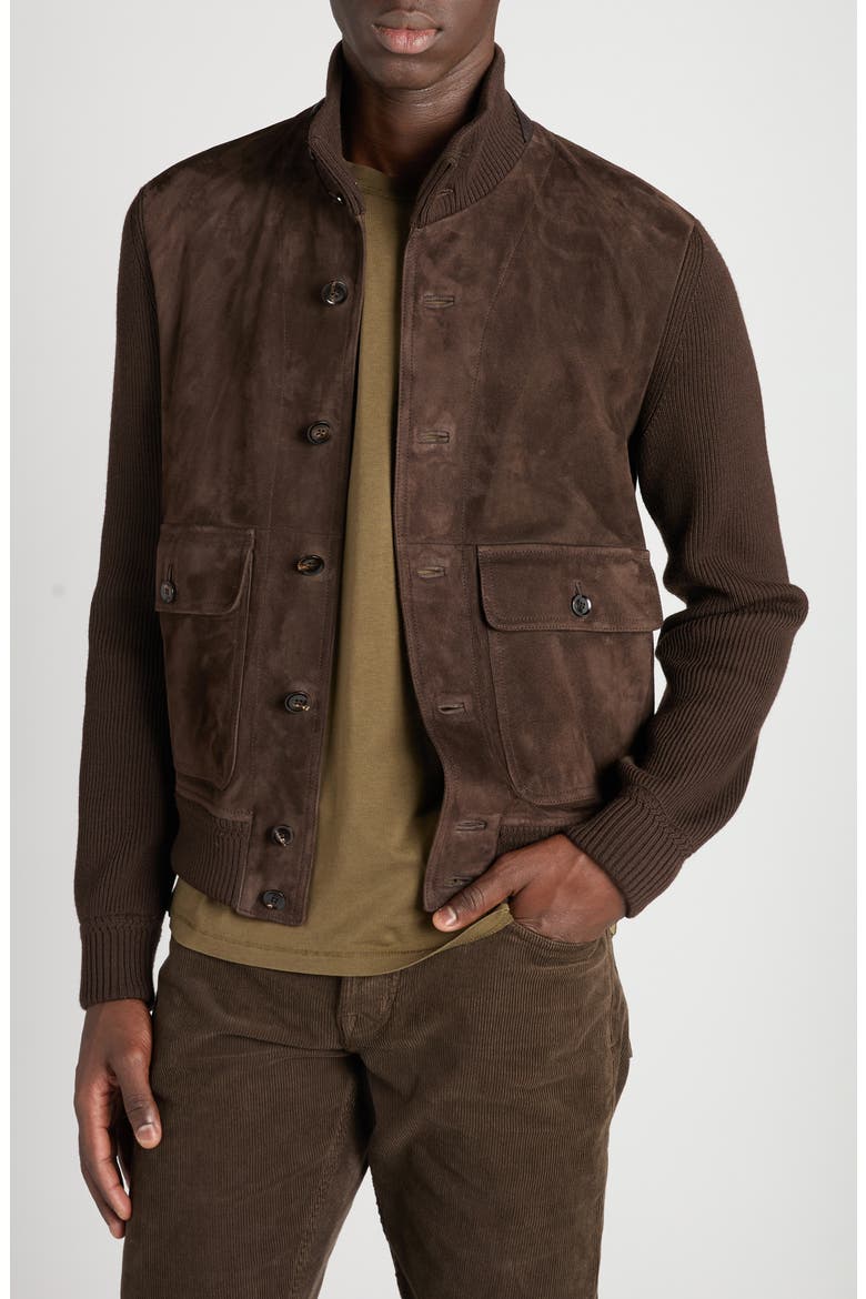 Mixed Media Cardigan, Main, color, KB870 DEEP BROWN