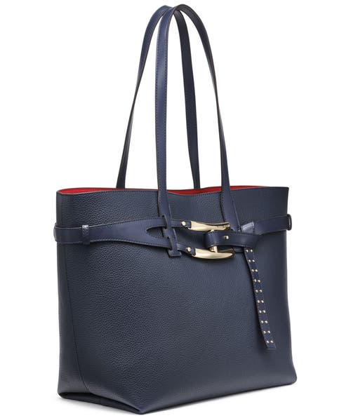 Shop Halston Tasha Tote Bag In Marine/ Red