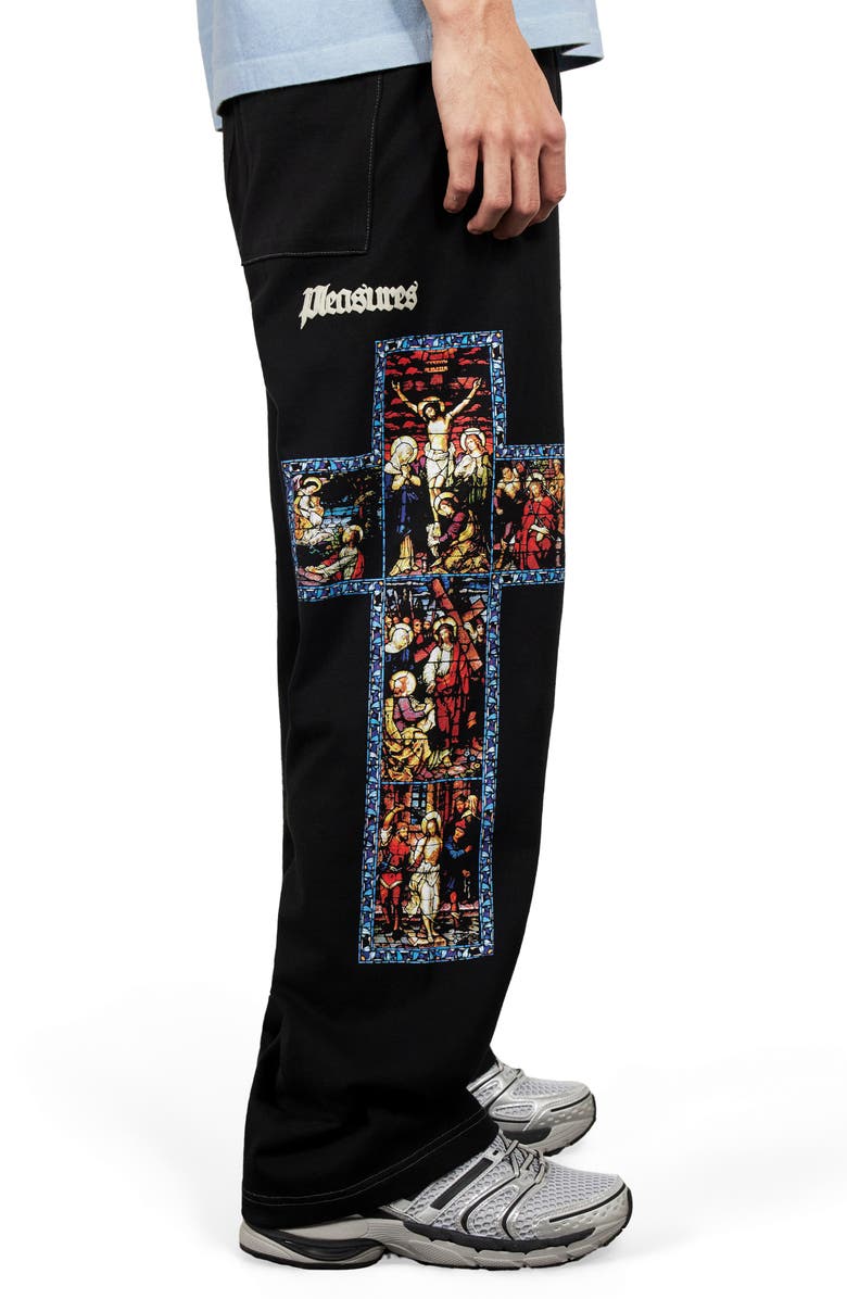 PLEASURES Blasphemy Print Straight Leg Drawstring Sweatpants, Alternate, color, Black