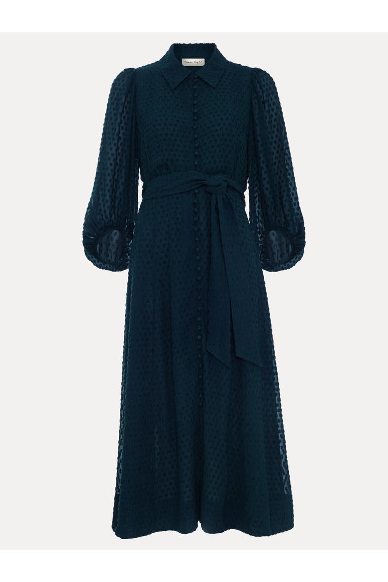 Maeve Textured Belted Shirt Dress, Alternate, color, Teal