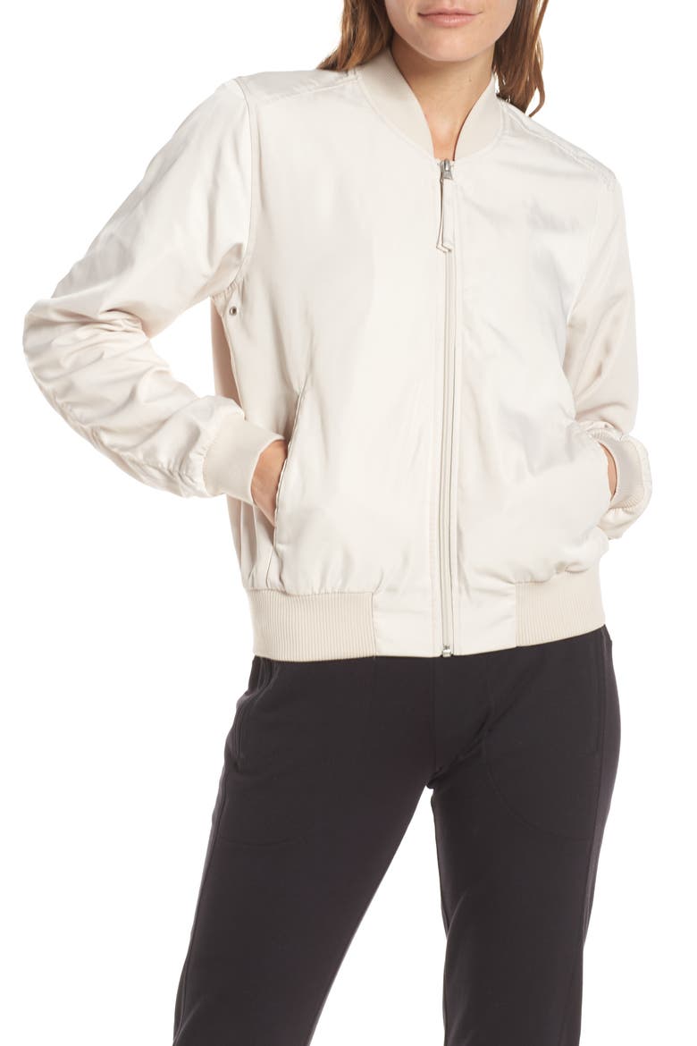 Ella Satin Bomber Jacket, Alternate, color, GREY CRYSTAL