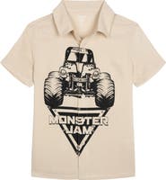 Monster Jam Short Sleeve Button Down Shirt