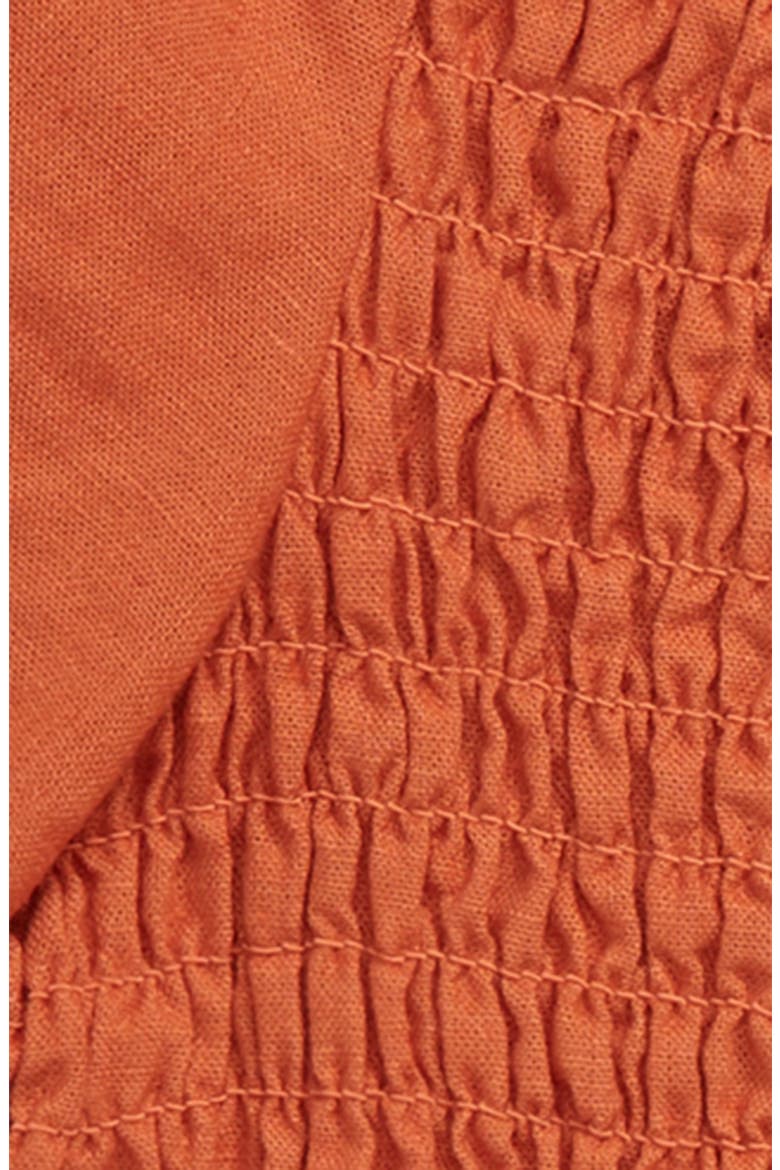 Puff Sleeve Smocked Linen & Cotton Top, Alternate, color, SPICE
