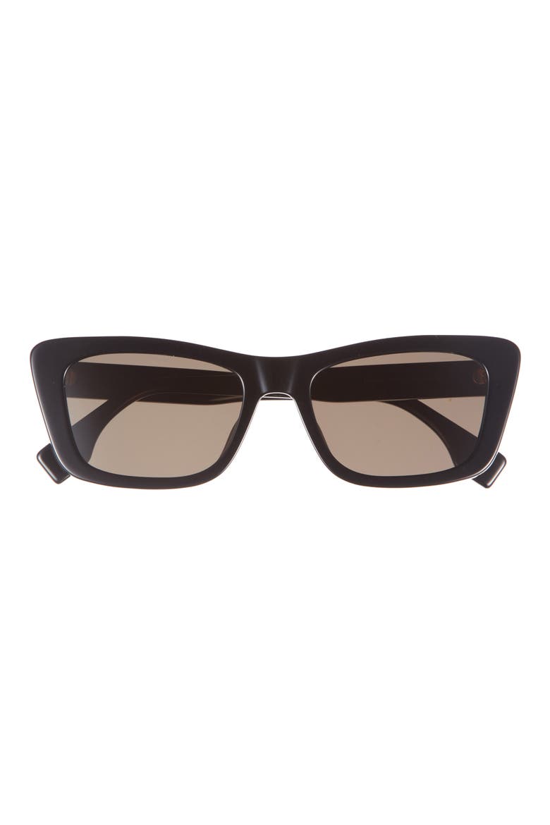 Lettering 53mm Cat Eye Sunglasses, Main, color, SHINY BLACK / GREEN