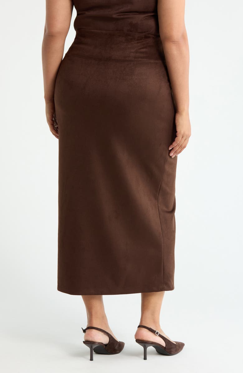 Renee C Faux Suede Midi Skirt, Alternate, color, Chocolate