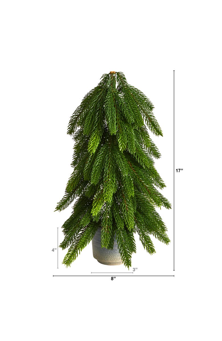 NEARLY NATURAL 17-in Christmas Pine Artificial Tree in Decorative Planter, Alternate, color, Green