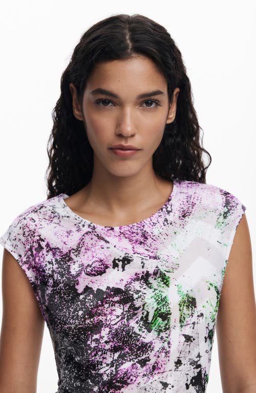 Desigual Mixed Print Tiered Dress In Black