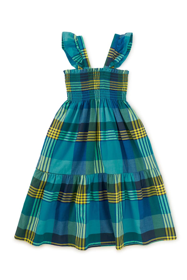Smocked Flutter Sleeve Dress, Alternate, color, Amazonian Plaid