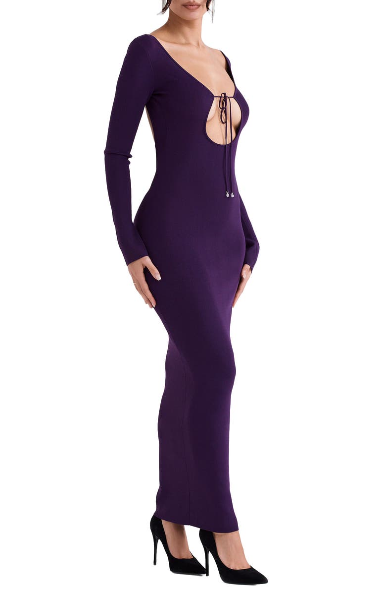 HOUSE OF CB Keana Plunge Neck Long Sleeve Body-Con Sweater Dress, Alternate, color,