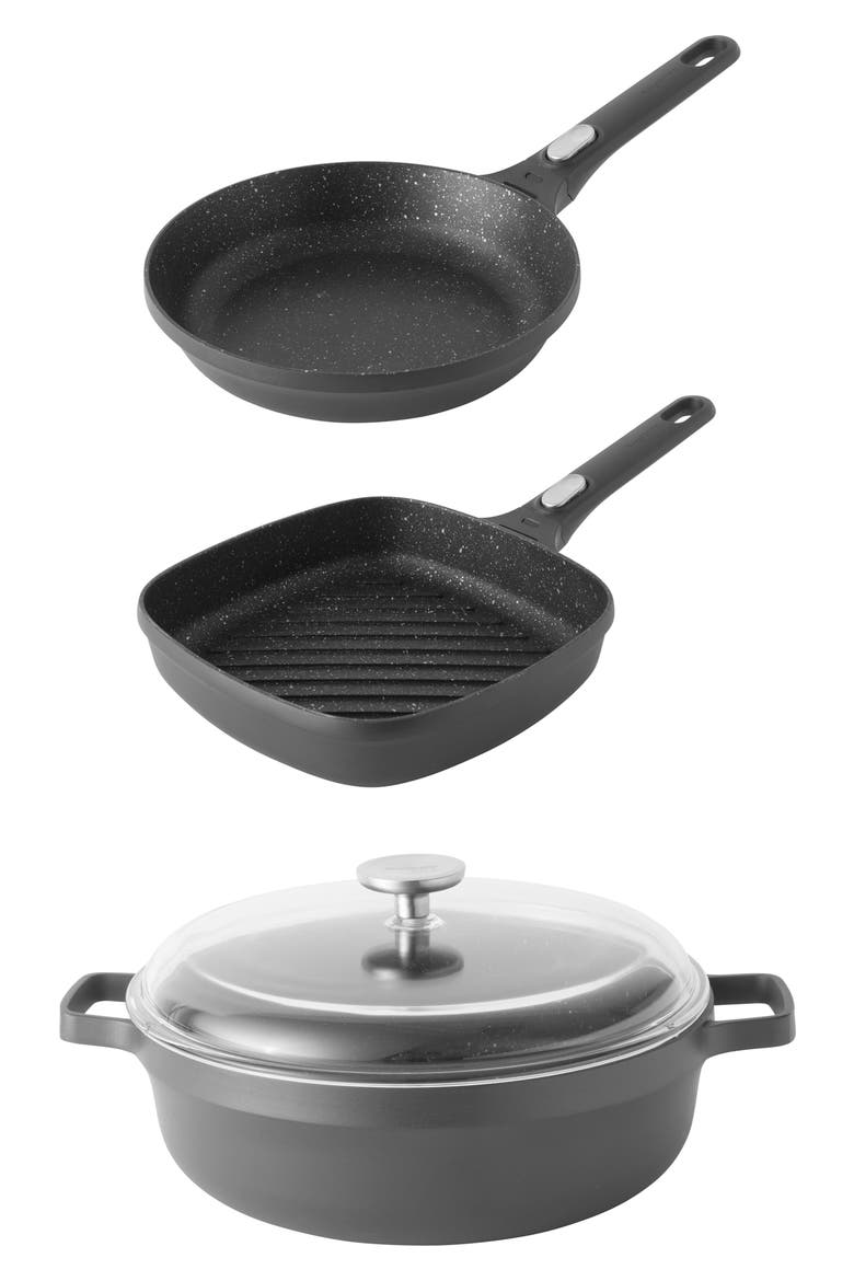 Gem 4-Piece Nonstick Cookware Set, Main, color, BLACK