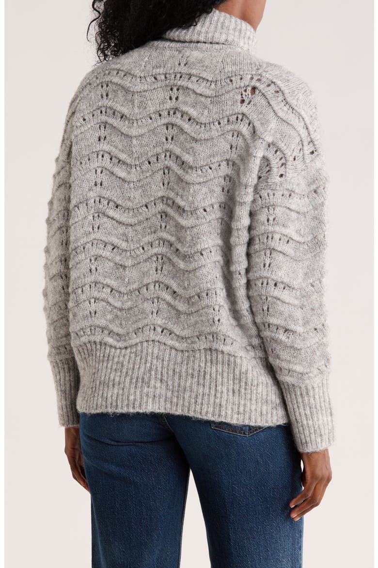 Ziggy Wavy Cable Knit Turtleneck Sweater, Alternate, color, GREY