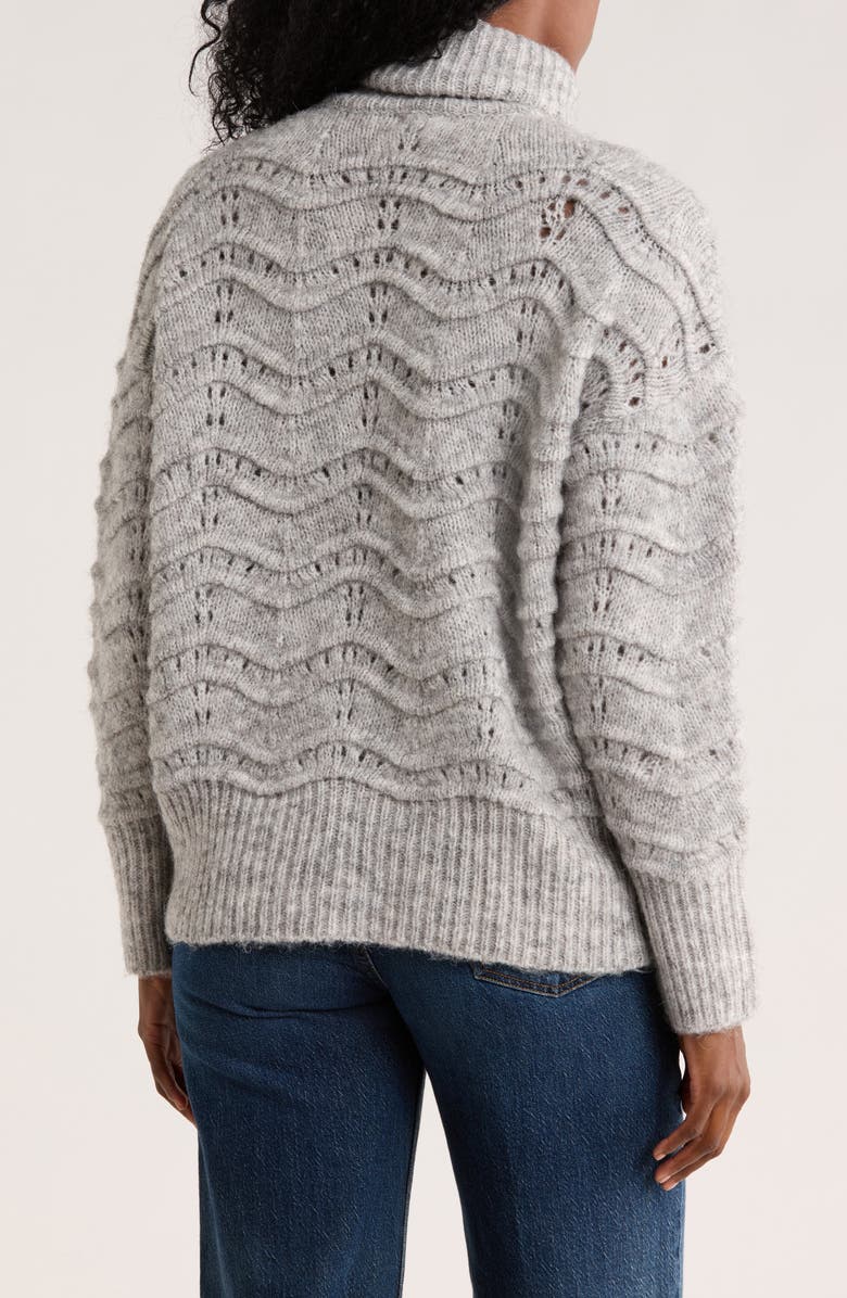 Love Token Ziggy Wavy Cable Knit Turtleneck Sweater, Alternate, color, Grey