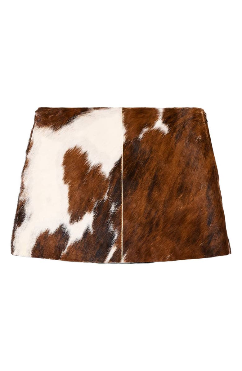 AllSaints Dapple Genuine Calf Hair Miniskirt, Alternate, color, Cow Print
