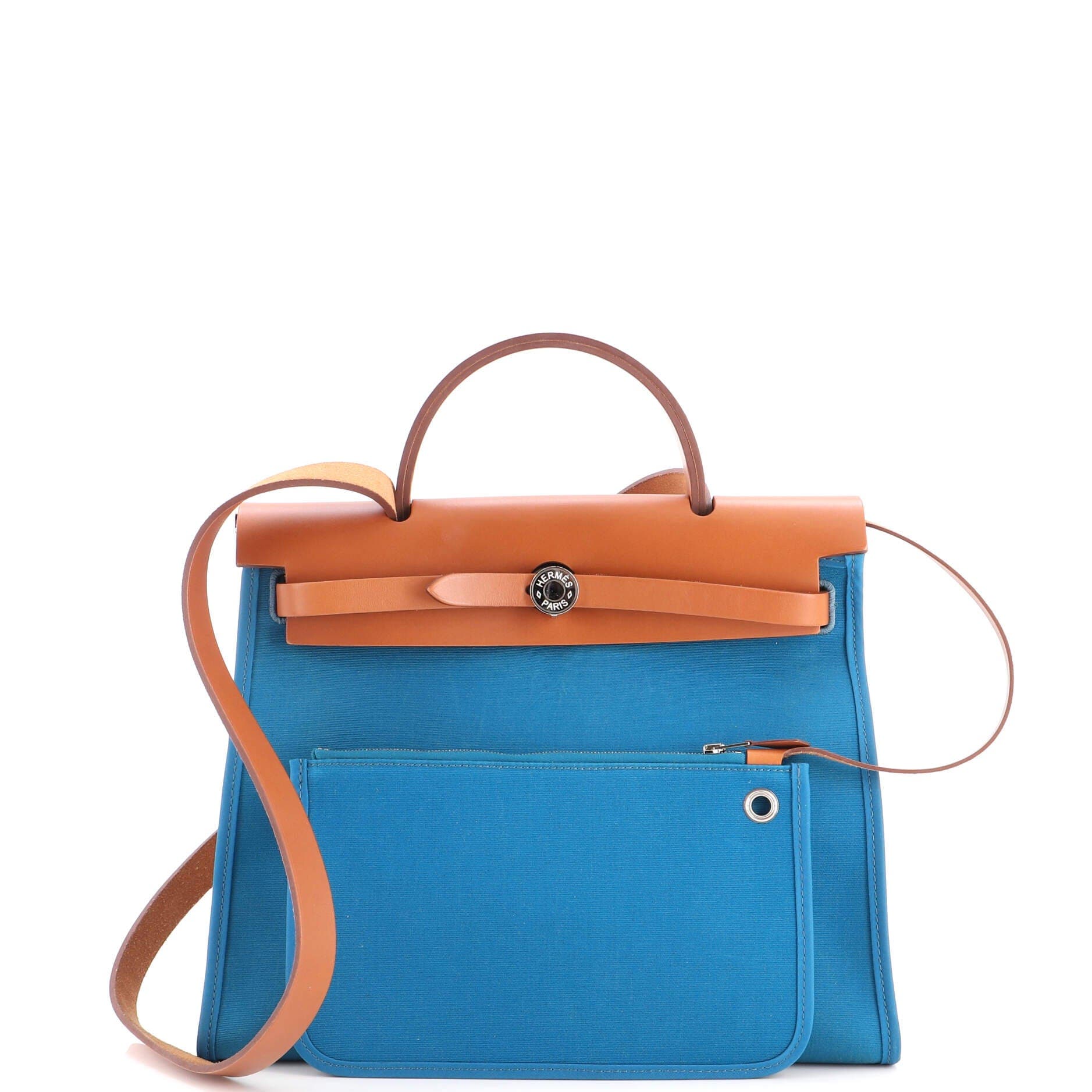 Herbag Zip Leather and Toile 31, Alternate, color, Blue
