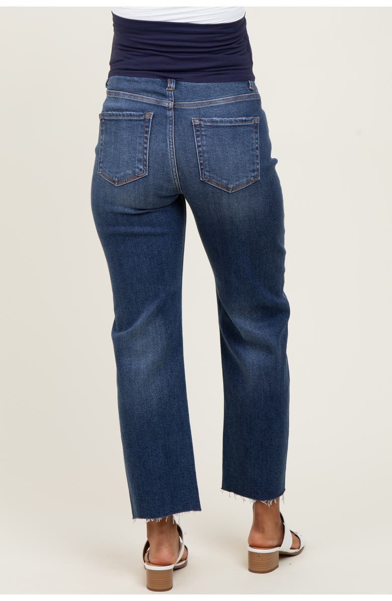 PinkBlush Raw Hem Ankle Straight Leg Maternity Jeans, Alternate, color, Navy Blue