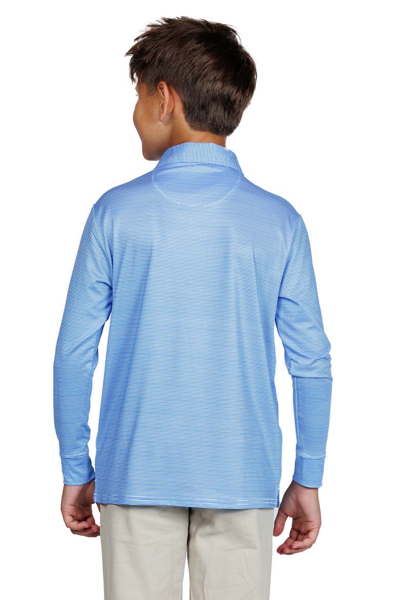 Kids' Stripe Print Long Sleeve Performance Polo, Alternate, color, BLUE