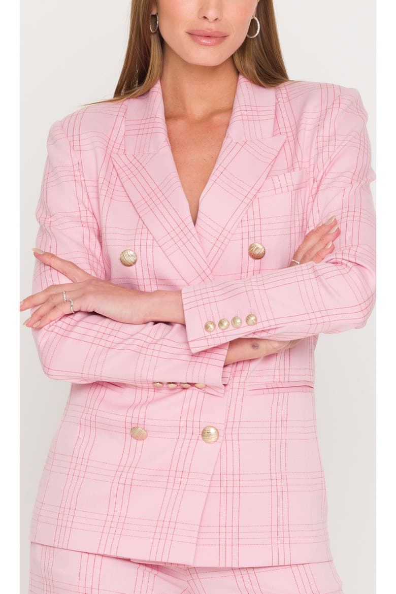 Joselle Windowpane Suiting Blazer, Alternate, color, Pink/Red Plaid