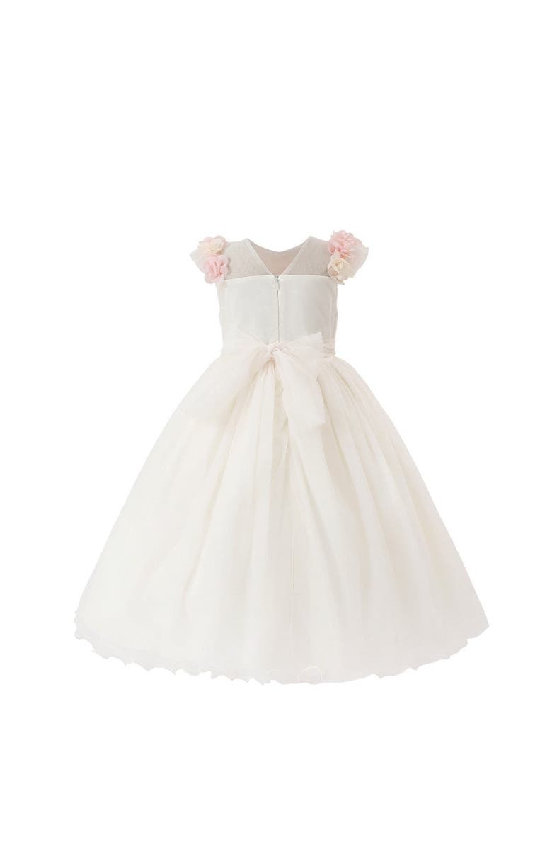 Tulleen Dress with Petal Trim, Alternate, color, White
