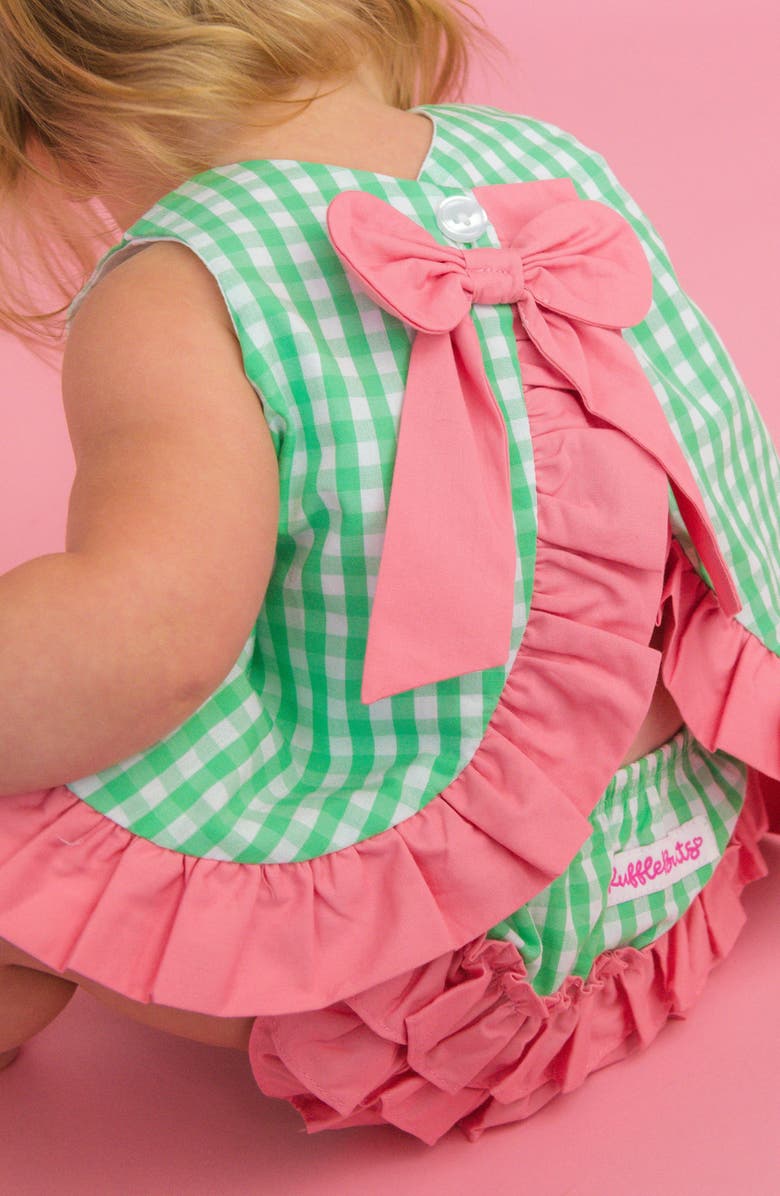 RuffleButts Kids' Gingham Ruffle Swing Tank & Bloomers Set, Alternate, color, Green