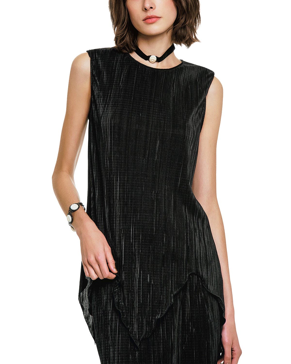 Plisse Sleeveless Top