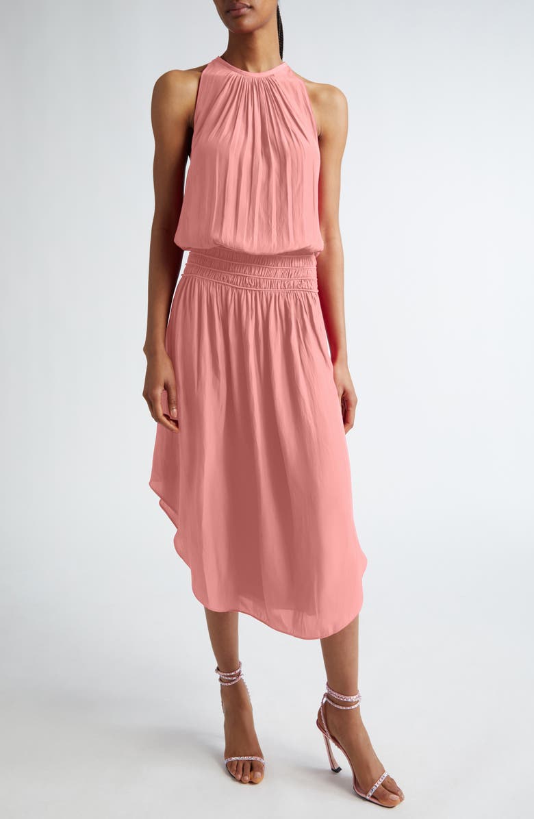 Ramy Brook Audrey Smocked Waist Sleeveless Midi Dress, Main, color, Pink Punch