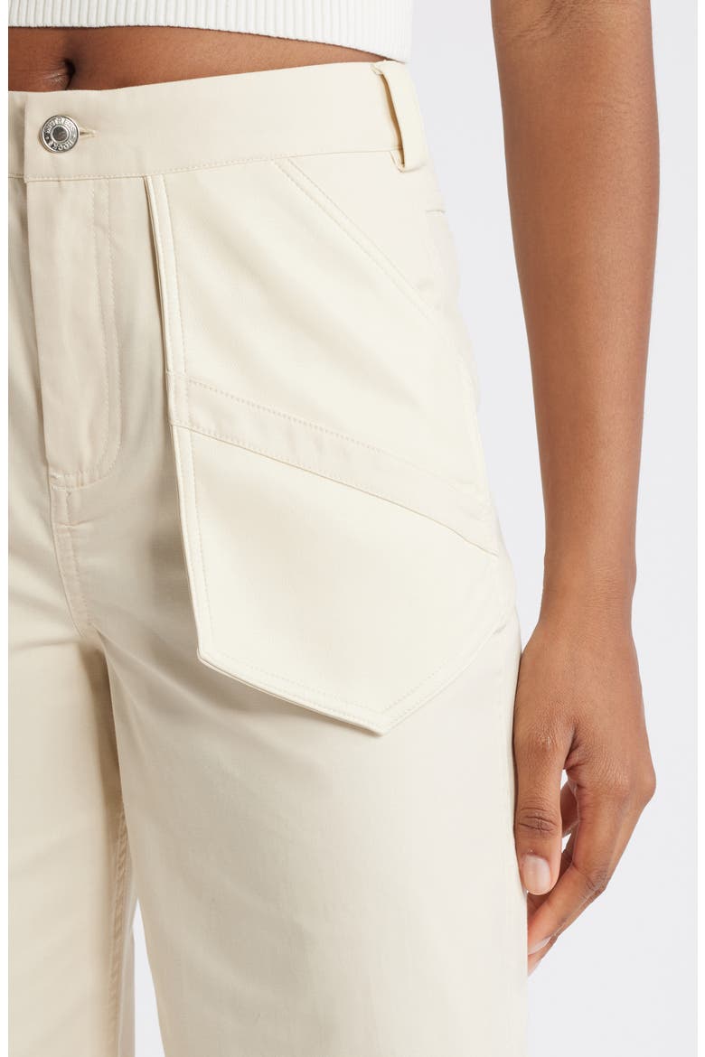 Faux Leather & Twill Paneled Pants, Alternate, color, CREAM