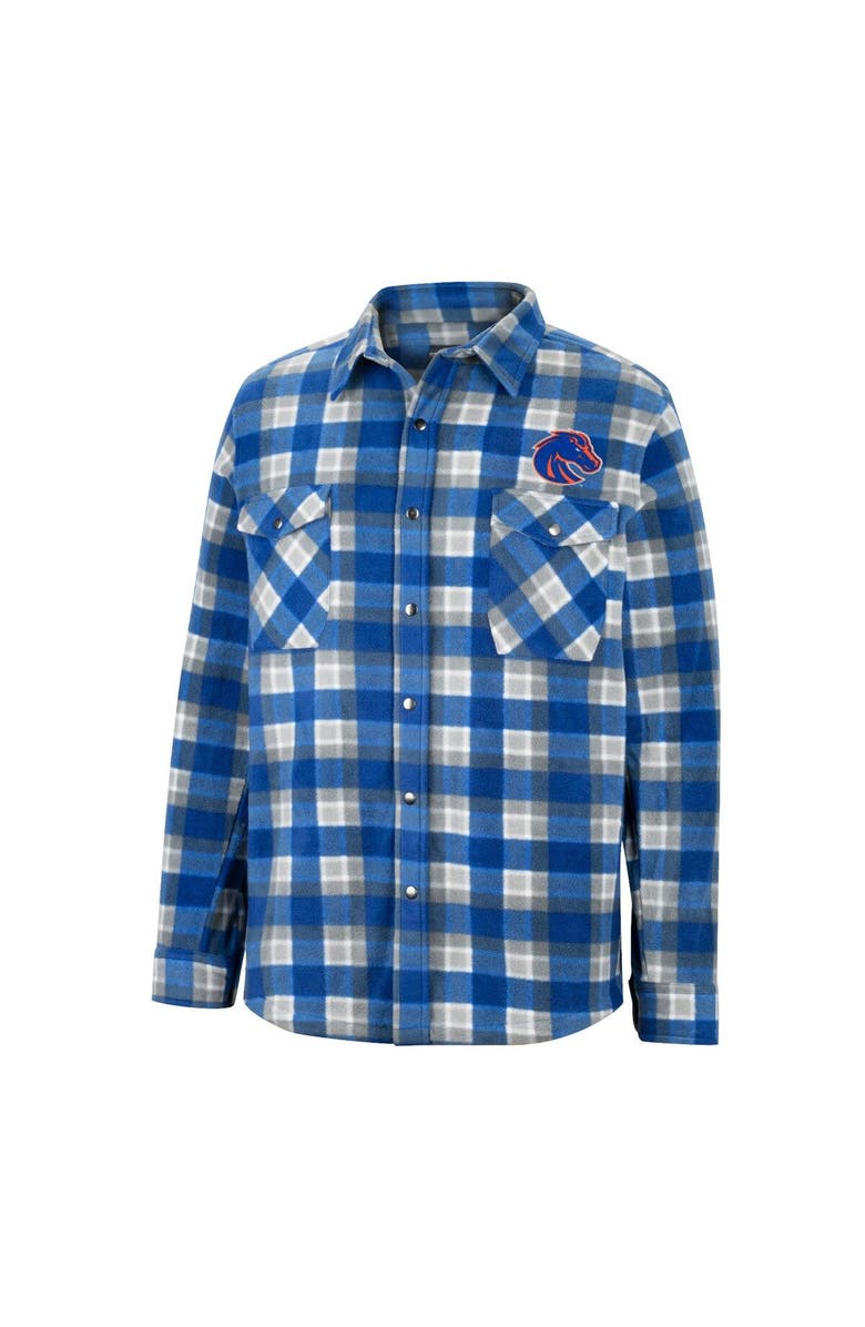 COLOSSEUM Men's Colosseum Royal/White Boise State Broncos Ellis Plaid Full-Snap Shirt Jacket, Alternate, color,