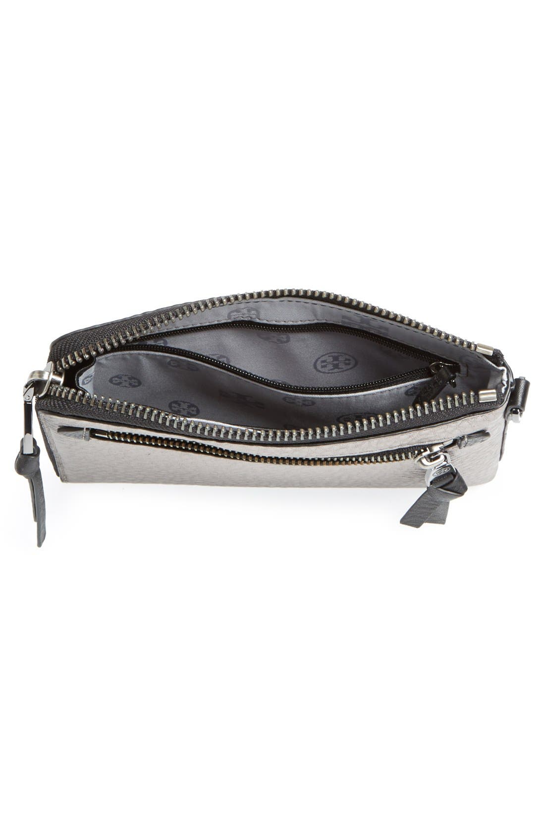'Robinson' Pebbled Leather Wristlet, Alternate, color, GUNMETAL/ BLACK