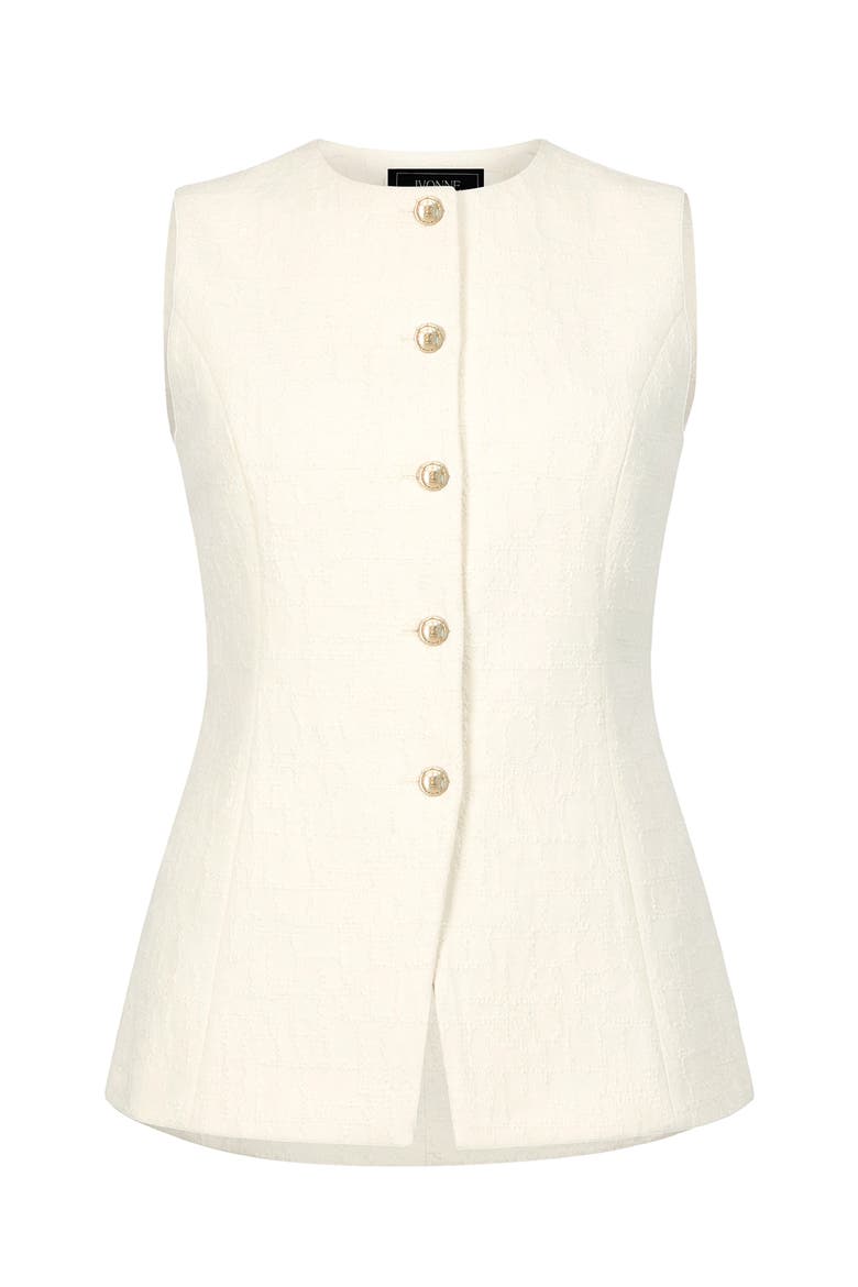 Tailored Vest with Front Buttons, Alternate, color, Ivory
