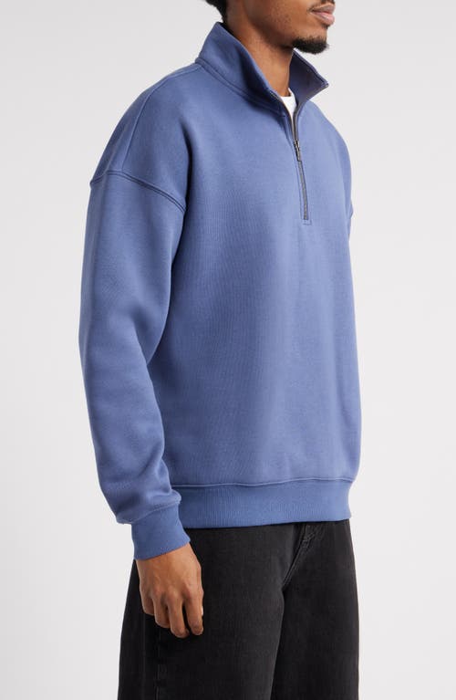 Bp. Cotton Blend Fleece Quarter Zip Pullover In Blue Indigo