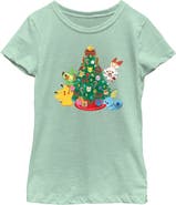 POKEMON Girl's Pokemon Christmas Tree Friends  Graphic T-Shirt