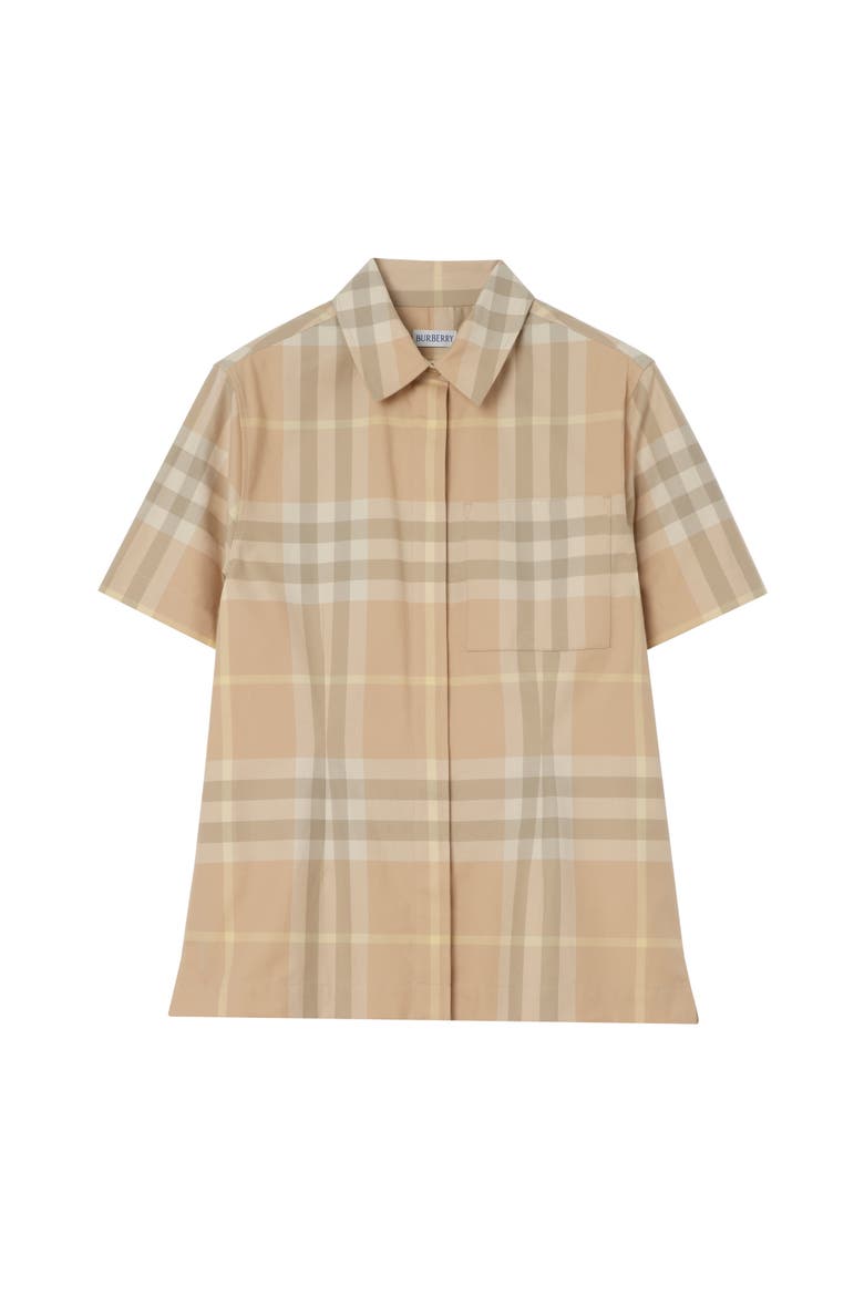 Check Cotton Twill Shirt, Main, color, Flax beige