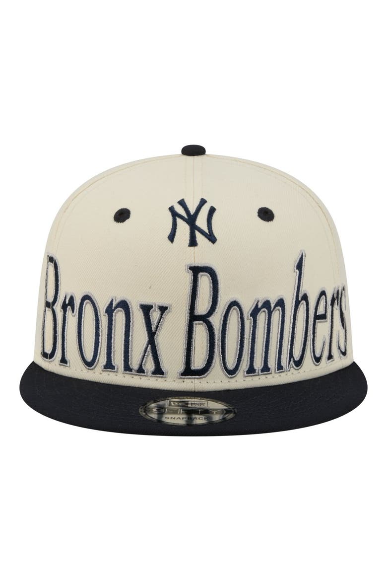 Men's New Era Cream New York Yankees Oversized Slogan 9FIFTY Snapback Hat, Alternate, color, Cream