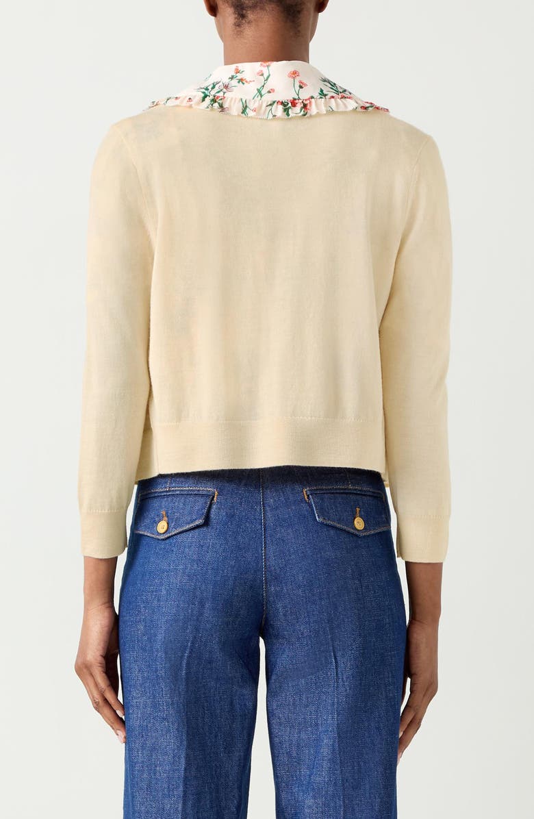 LK Bennett Connie Merino Wool Cardigan, Alternate, color, Ivory