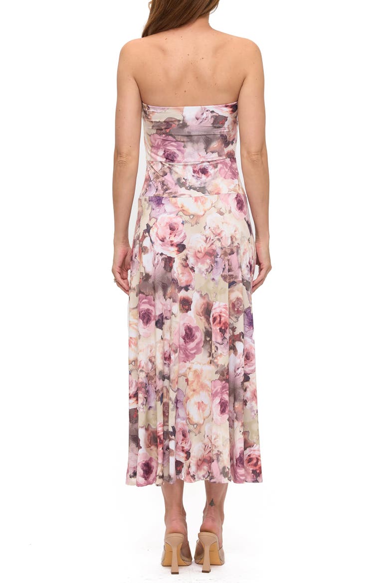 Printed Strapless Dress, Alternate, color, PINK FLORAL