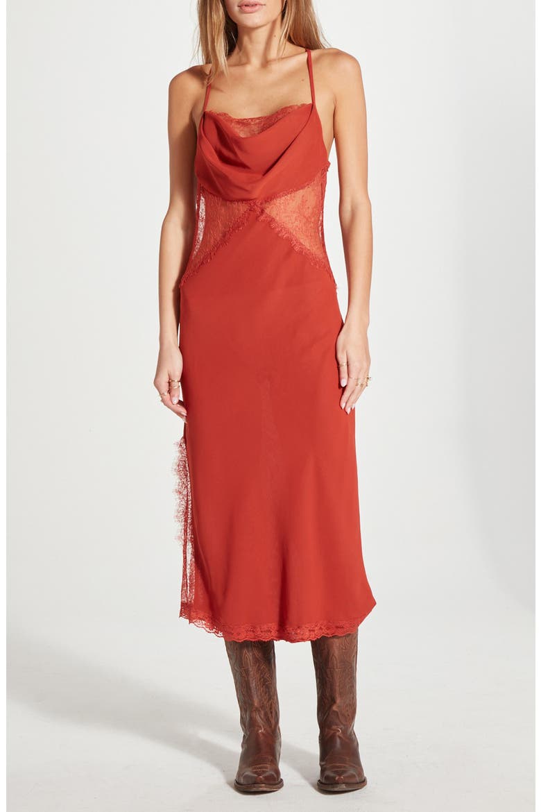 Sheer Lace Slipdress, Main, color, RUST