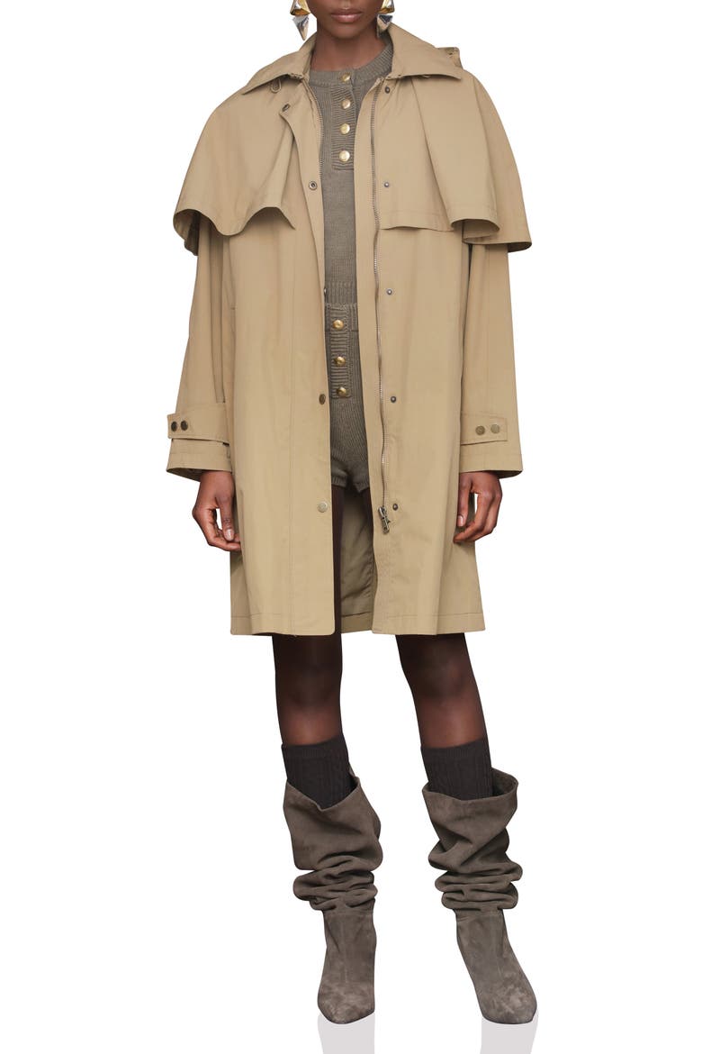 Hooded Cape Raincoat, Main, color, WHEAT