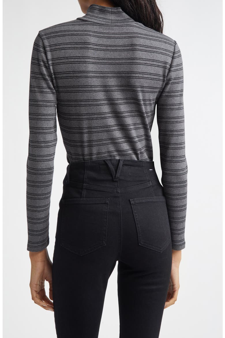 Nate Stripe Turtleneck Cotton Blend Top, Alternate, color, HEATHER GREY BLACK LUREX