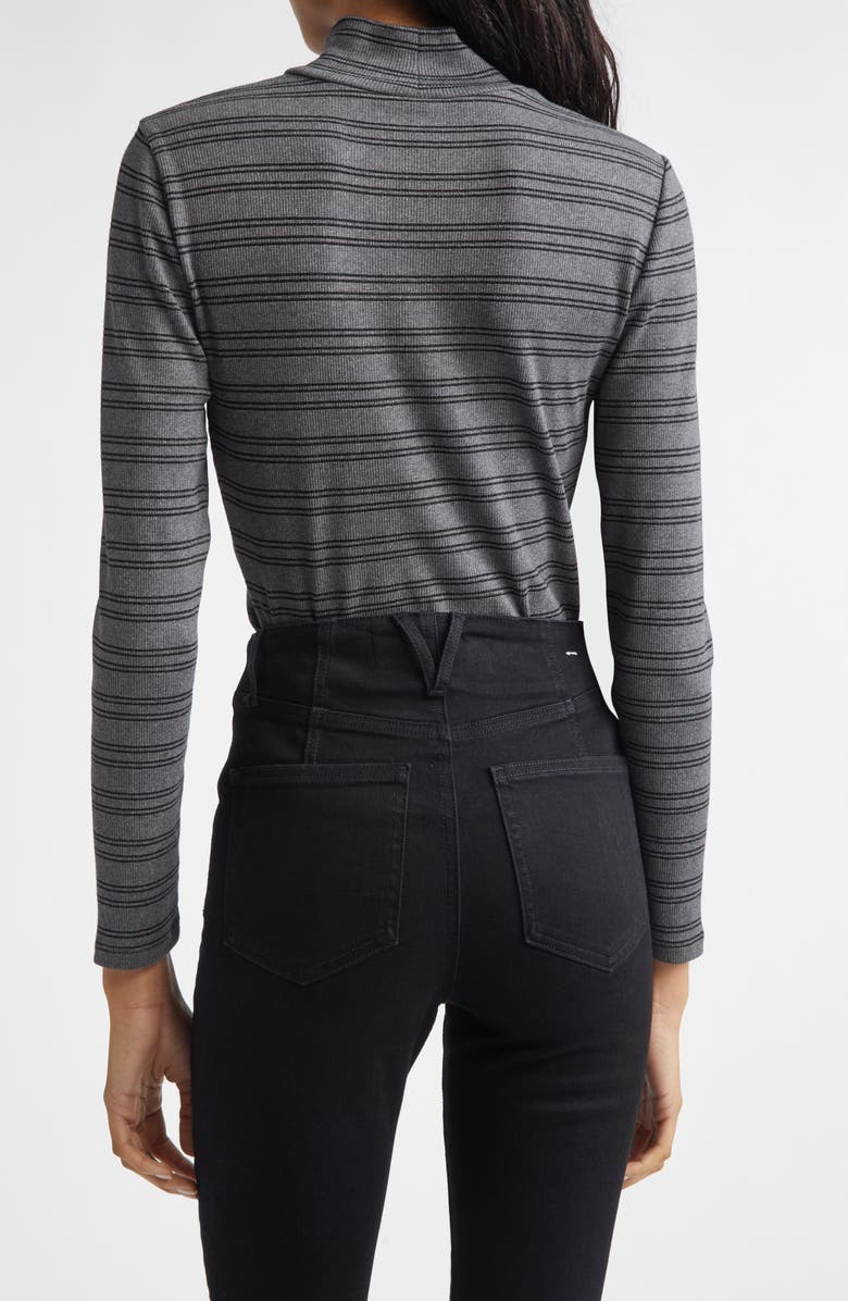 Veronica Beard Nate Stripe Turtleneck Cotton Blend Top, Alternate, color, Heather Grey Black Lurex