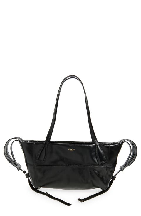 Small Track Shiny Leather Tote