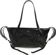 Balmain Small Track Shiny Leather Tote