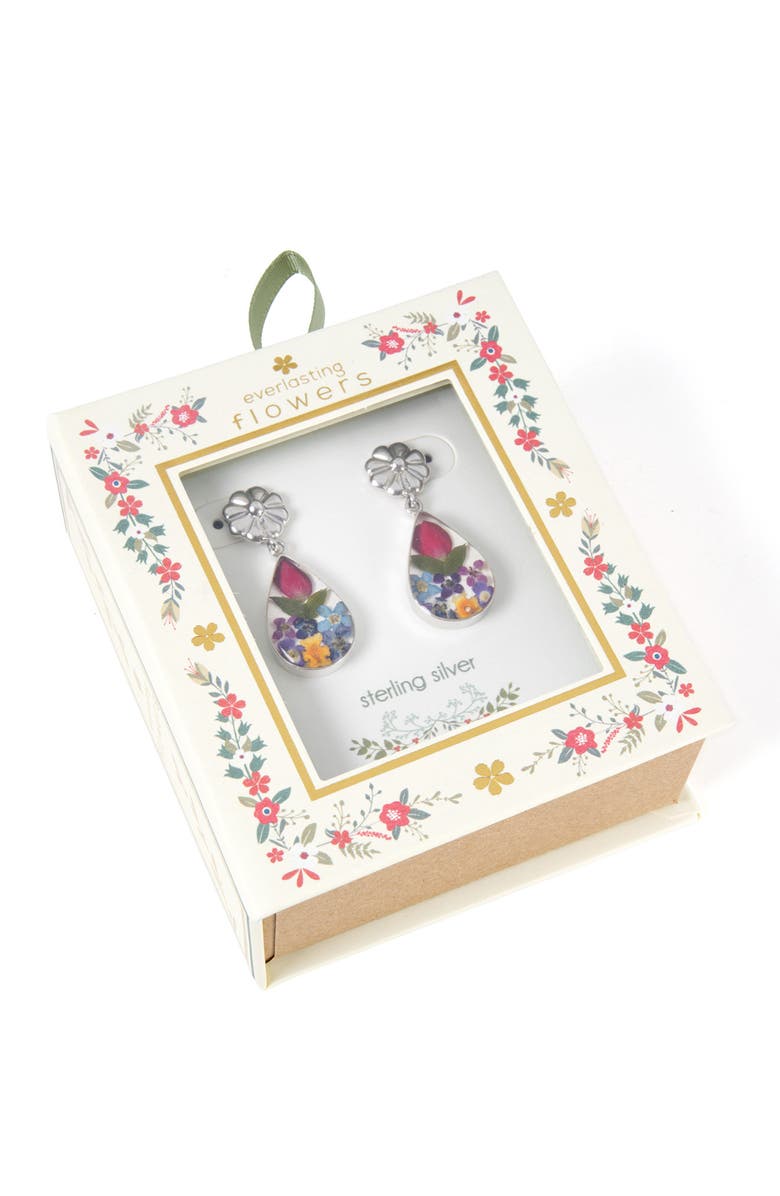 ATHRA LUXE Dried Flower Resin Teardrop Earrings, Alternate, color, Silver