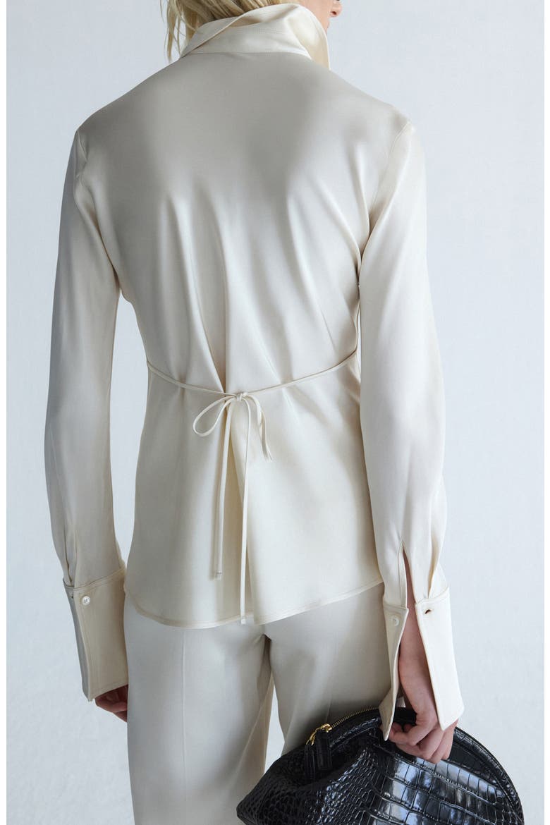 Back Tie Satin Shirt, Alternate, color, ECRU