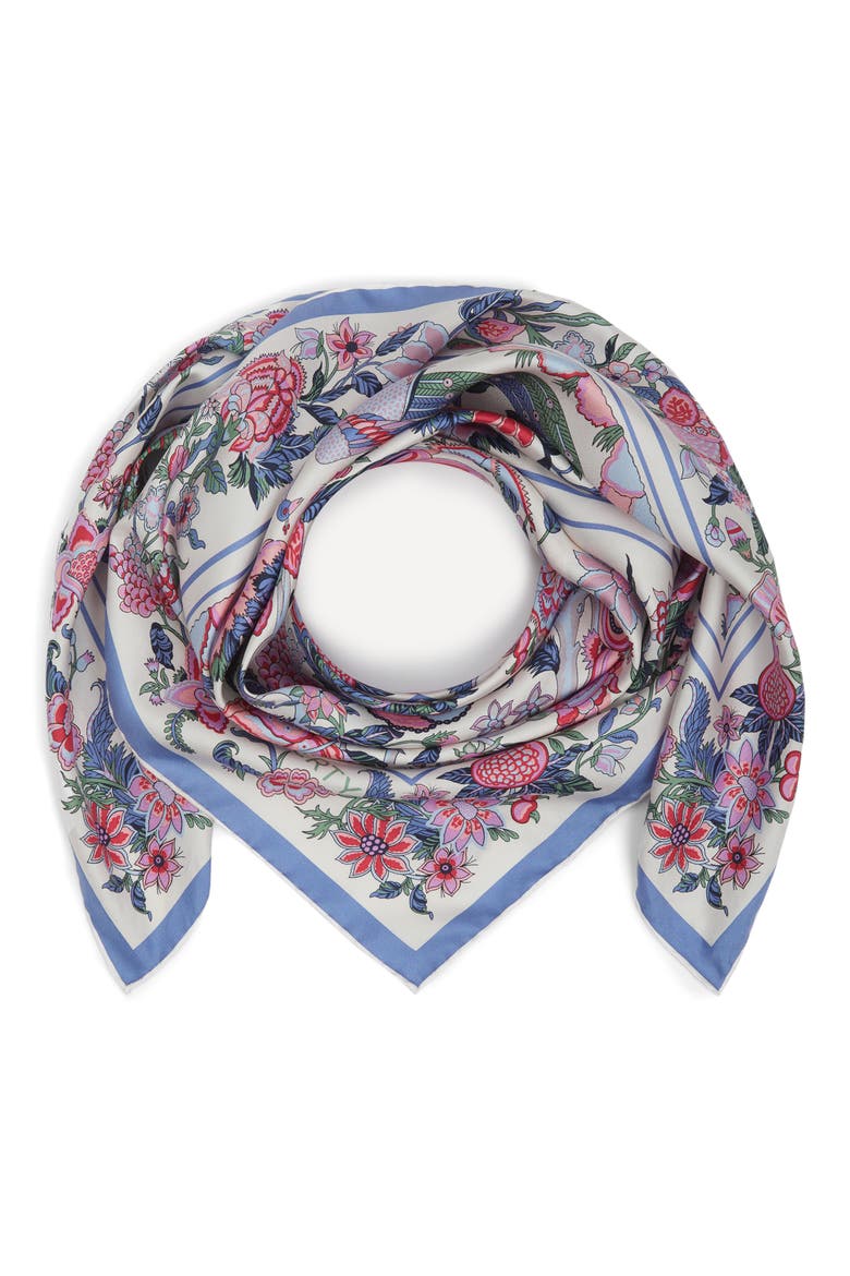 Tree of Life Silk Square Scarf, Alternate, color, CREAM MULTI