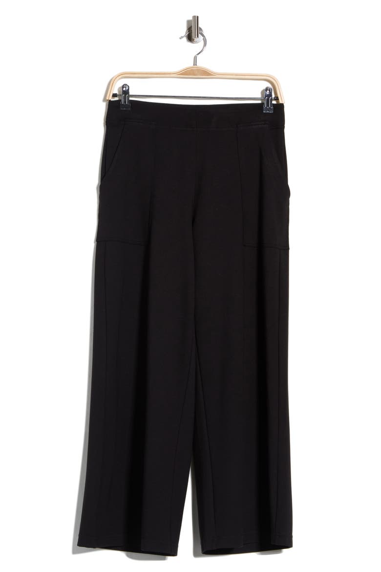 Ponte Crop Wide Leg Pull-On Pants, Alternate, color, BLACK