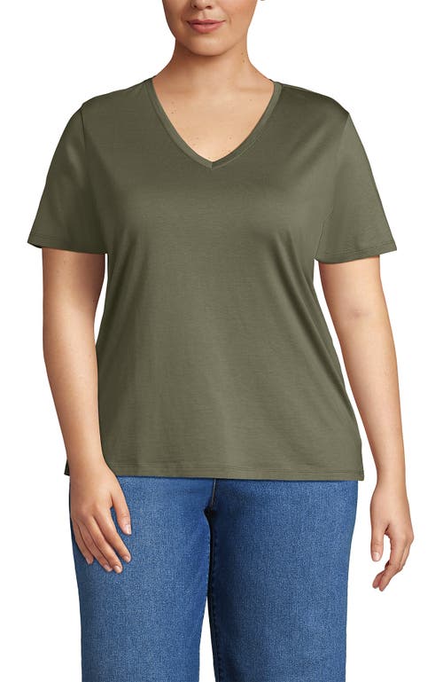 Lands' End Relaxed Supima Cotton V-neck T-shirt In Green