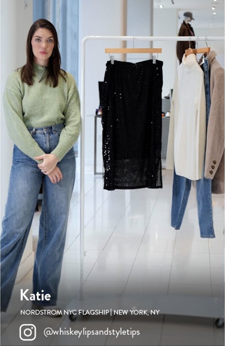 Sequin Slit Hem Midi Skirt, sales video thumbnail
