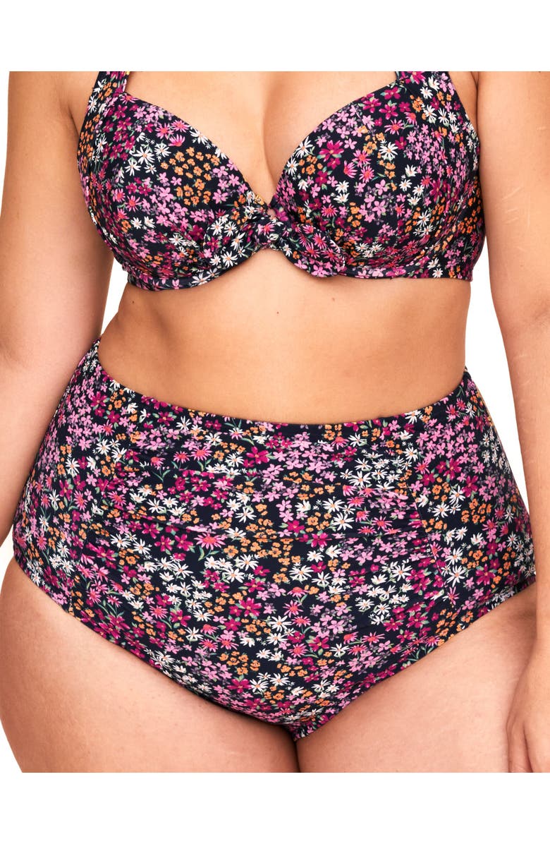 Adore Me Shelby Swimwear High Waist Bikini Bottom, Main, color, Ditsy Black