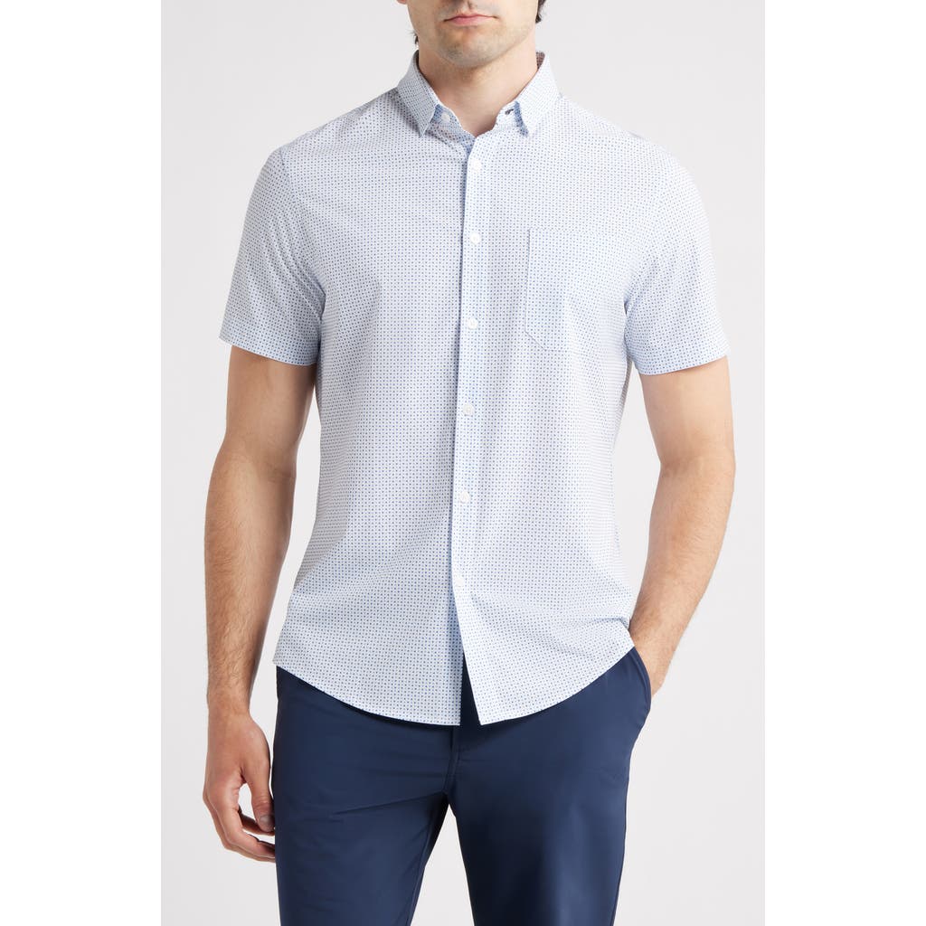 Mizzen + Main Mizzen+main Leeward Trim Fit Neat Short Sleeve Stretch Button-up Shirt