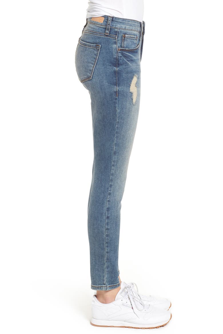 Distressed Skinny Jeans, Alternate, color, LIGHT WASH